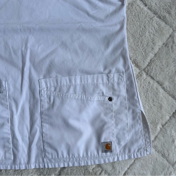 Carhartt | White Stretch Multi Pocket V-Neck Scrub Top | Size Extra Small - Picture 7 of 12